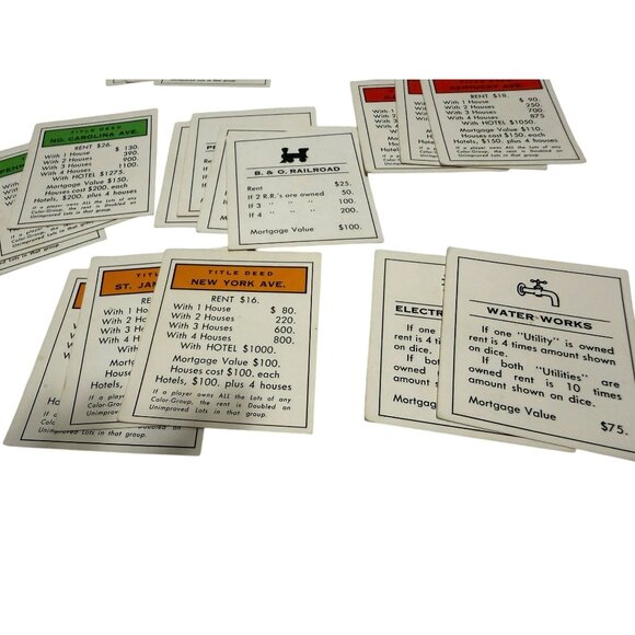 Monopoly Game Title Deed Community Chest Card Set Replacement Pieces Complete - Picture 3 of 10
